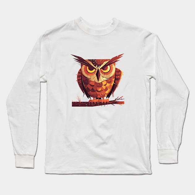 Angry Owl Long Sleeve T-Shirt by aphian